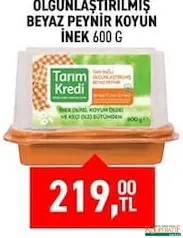 TARIM KREDİ OLGUNLAŞTIRILMIŞ BEYAZ PEYNİR KOYUN İNEK 600 G fiyat ve kampanya bilgisi